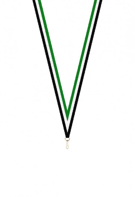 Ruban Médaille  Vert-Blanc/Noir  : 6046-1