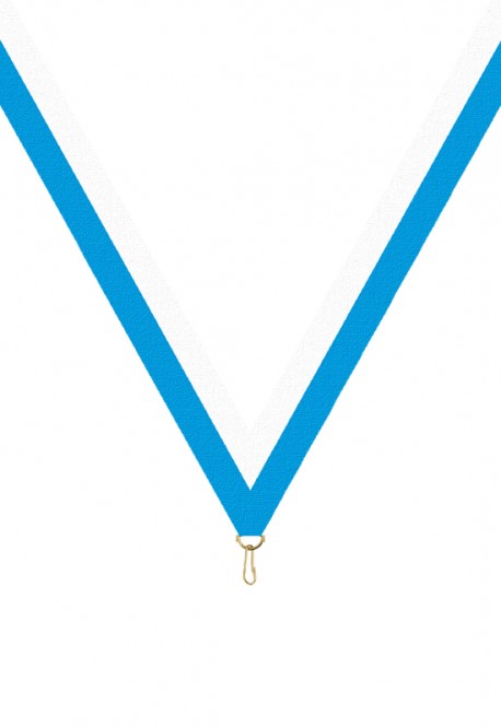Ruban Médaille  Blanc/Bleu Ciel  : 6047