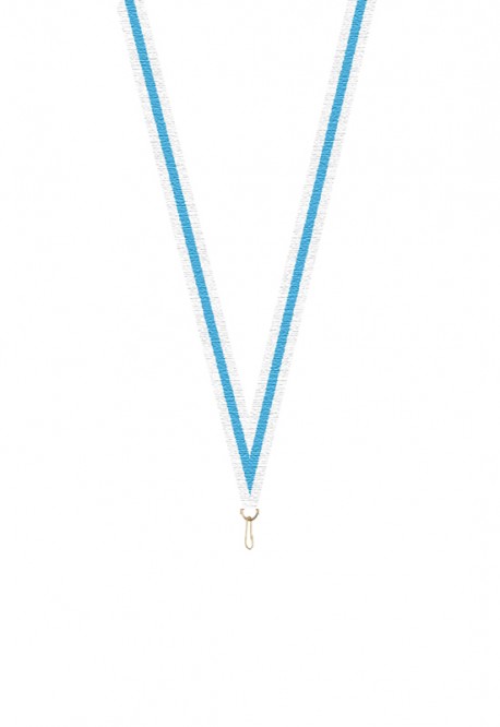 Ruban Médaille  Blanc/Bleu ciel/Blanc : 6053-1