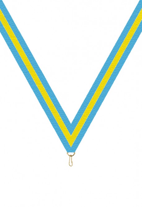 Ruban Médaille  Bleu ciel/Jaune/Bleu ciel : 6054