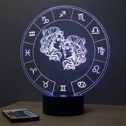 Lampe illusion 3D Astrologie GÃ©meaux