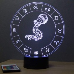 Lampe illusion 3D Astrologie Verseau