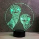 Lampe illusion 3D Autruches