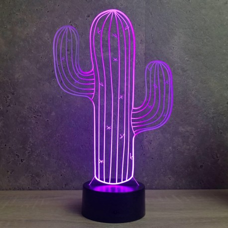 Lampe illusion 3D Cactus