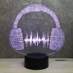 Lampe illusion 3D Casque DJ