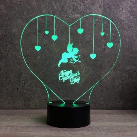 Lampe illusion 3D CÂœur Cupidon