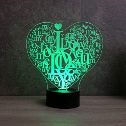 Lampe illusion 3D CÂœur I Love You