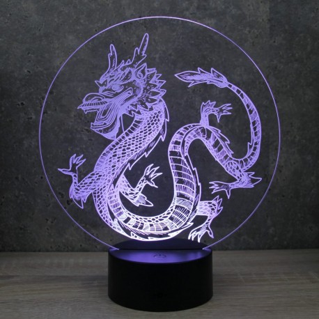 Lampe illusion 3D Dragon Chinois