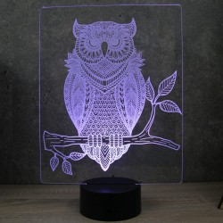 Lampe illusion 3D Hibou Chouette