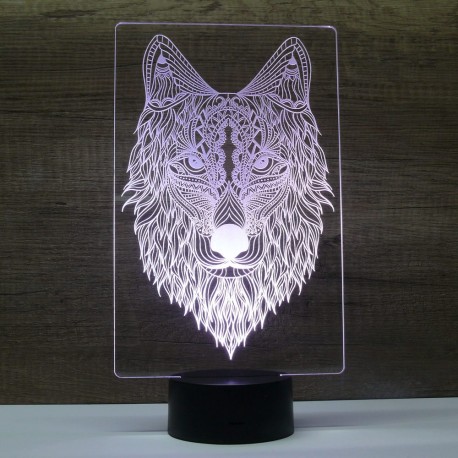 Lampe illusion 3D Loup