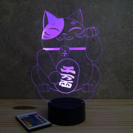 Lampe illusion 3D Maneki-Neko