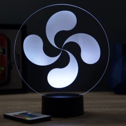 Lampe illusion 3D Croix Basque Lauburu